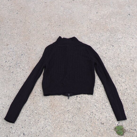 H&M Divided Black Zip Up Collared Sweater Size M Cozy Fall Winter Work Casual - Picture 7 of 10